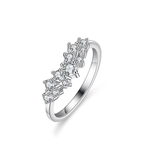 925 Sterlingsilber Moissanit Ring Damen V-förmiger Reihenring Minimalistisch Gebogen Eingelegt Glitzernder Schmuck Mit GRA-Zertifikat Für Hochzeit