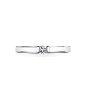 Elegant 925 sterling silver moissanite ring with modern geometric band and brilliant centerpiece