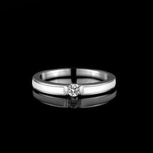 925 Sterling Silver Moissanite Ring For Women Minimalism Round Cut Moissanite Inlaid Band Ring Elegant Fine Jewelry Gift