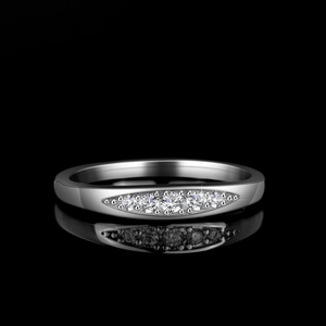 Elegant S925 sterling silver ring with five round moissanite stones in a row