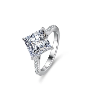 Bague Luxueuse en Argent Sterling 925 Avec Moissanite Taille Princesse pour Femme Bague de Fiançailles Mariage Taille Radiant Carrée 3 Carats Bijoux