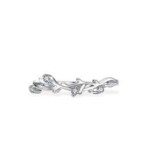 Elegant 925 silver moissanite ring with a natural twig and vine branch design