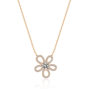 Collier Pendentif Tournesol en Argent Sterling S925 pour Femme Moissanite Zirconia Incrustée Design de Fleur Chaîne de Clavicule