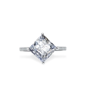 Bague en argent massif avec moissanite de 3 carats taille radiant et anneau pavé