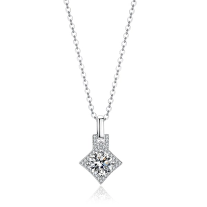 Luxurious S925 silver necklace featuring a sparkling 1-carat moissanite diamond pendant