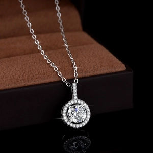 Elegant S925 sterling silver halo necklace featuring a 1 carat moissanite round pendant