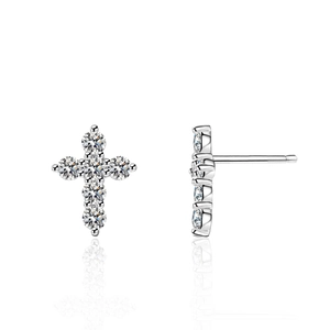 925 Sterling Silver Moissanite Cross Stud Earrings Fine Quality Moissanite Inlaid Geometric Cross Earrings For Women Luxury Jewelry