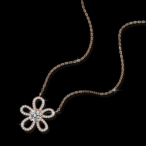Élégant collier tournesol en argent S925 avec pendentif moissanite sur miroir noir