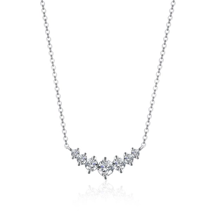 925 Sterling Silver V-Shape Moissanite Necklace For Women Graduated Stone Smile Pendant Minimalist Elegant Jewelry Gift