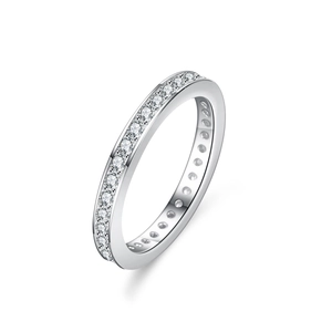Bague Eternity en Argent Sterling 925 Avec Moissanite pour Femme Cercle Complet Géométrique Incrusté Bijoux de Mode