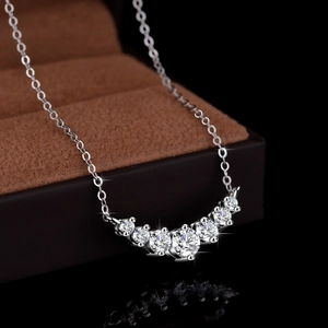 S925 sterling silver V-shape necklace featuring seven brilliant moissanite stones