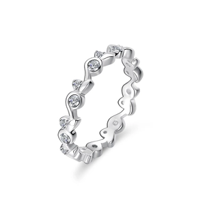 S925 Sterling Silver Moissanite Ring For Women Wave Geometric Inlaid Band Ring GRA Certified Wedding Party Fashion Jewelry