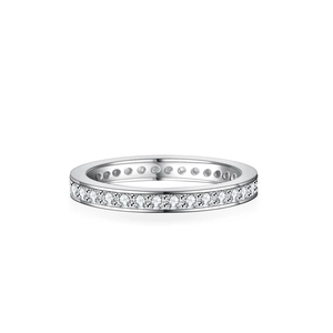 Bague d'éternité classique en argent S925 ornée de pierres de moissanite étincelantes