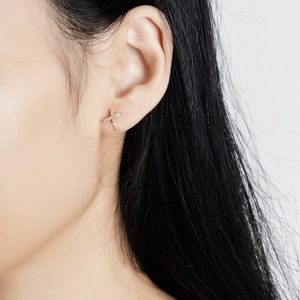 Elegant 18K gold plated S925 silver cross stud earrings with sparkling moissanite stones