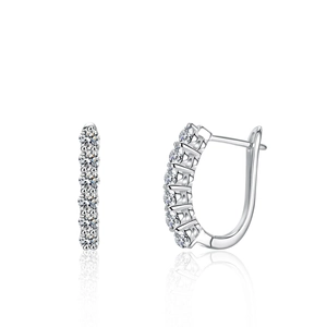 Geometric 925 Sterling Silver Moissanite Hoop Earrings For Women Inlaid Sparkly White Stone Jewelry With GRA Certificate