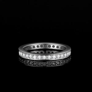Bague éternité en moissanite en argent 925 avec cercle complet de pierres brillantes