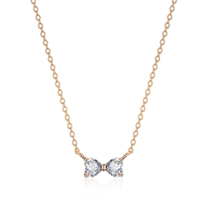 Collier Nœud en Argent Sterling S925 avec Moissanite Pendentif Plaqué Or Rose Bijoux pour Femmes Cadeau Mariage Anniversaire
