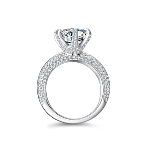 925 Sterling Silver Moissanite Ring Women 3 Carat Round Brilliant Cut Six Prong Solitaire Engagement Wedding Open Ring