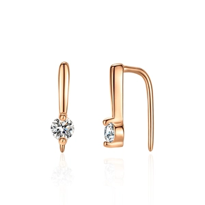 Elegant S925 silver rose gold moissanite drop earrings with polished round brilliant stones