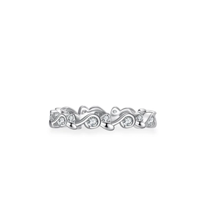 Elegance S925 silver moissanite ring with wavy branch design and sparkling gemstones