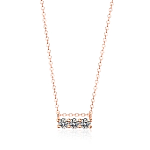 Elegante collana in argento S925 oro rosa con quattro moissanite scintillanti disposte in riga