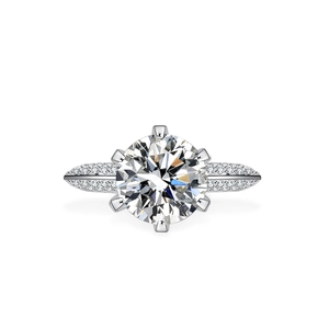 3-carat moissanite ring in S925 silver with a brilliant round cut and six-prong setting