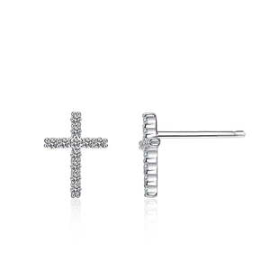 S925 Sterling Silver Moissanite Cross Stud Earrings For Women Geometric Inlaid Sparkling Jewelry With GRA Certificate