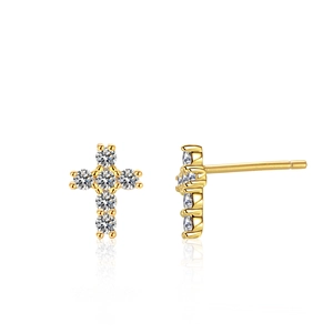 Exquisite 925 Sterling Silver Moissanite Cross Stud Earrings For Women Gold Plated Geometric Fashion Jewelry With GRA Certificate