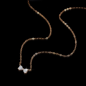 Élégant collier nœud en argent S925 avec moissanite en forme de cœur rose doré