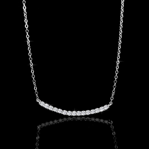925 Sterlingsilber Moissanit Lächeln Anhänger Kette Damen Gebogene Bar Eingelegte Zierliche Minimalistische Schmuck Geschenk