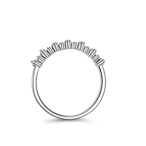 Elegant 925 sterling silver moissanite row ring with polished half-band finish