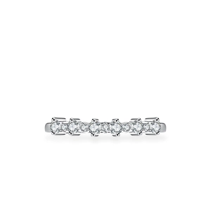 Elegant 925 silver moissanite eternity ring with seven brilliant cut stones in claw setting