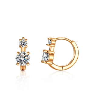 Élégantes Boucles d'Oreilles Clous en Argent et Moissanite Plaqué Or Rose Bijoux d'Oreille Géométriques Asymétriques pour Femme