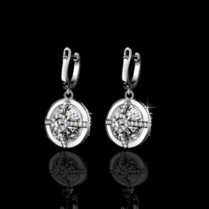 Elegant S925 sterling silver round moissanite earrings with micro-set cross detail