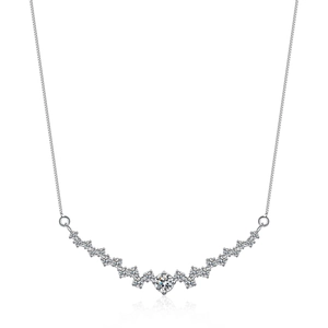 Collana sorriso in argento sterling S925 con pietre moissanite e catena veneziana elegante