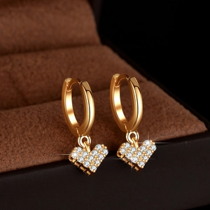 Boucles d'Oreilles Créoles Pendantes en Cœur Argent Sterling S925 pour Femmes Moissanite Pavé Plaqué Or Rose Bijoux Avec Certificat GRA