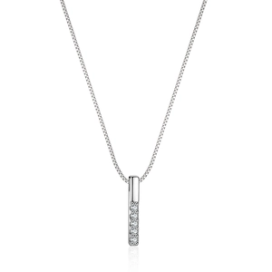Elegant S925 sterling silver bar pendant necklace with sparkling pavé moissanite stones