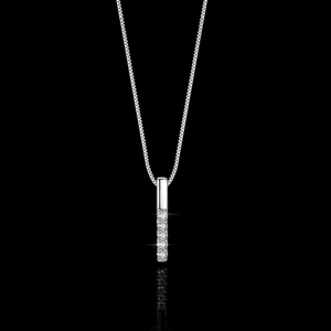 925 Sterling Silver Moissanite Pendant Necklace For Women Elegant Vertical Bar Geometric Necklace Jewelry With Certificate