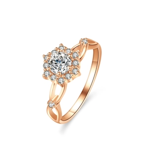 Bague Moissanite en Argent Sterling 925 pour Femme Forme de Tournesol Or Rose Scintillant Incrusté Mariage Bijoux Avec Certificat GRA