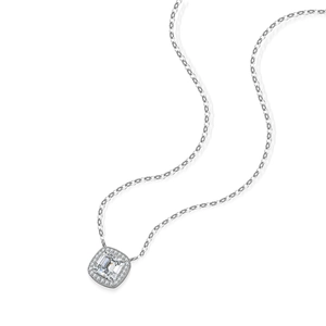 Collier en argent sterling S925 avec pendentif carré en moissanite taille pagode