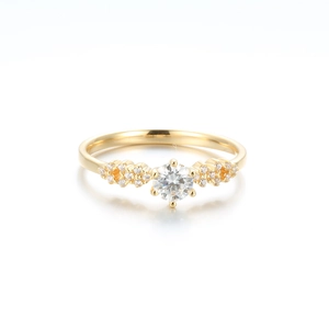 Bague Luxueuse en Argent Sterling 925 Moissanite pour Femme Forme Couronne Six Griffes Or Champagne Zirconia Plaquée Bijoux de Mariage Anniversaire