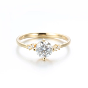 Luxury 925 Sterling Silver 1 Carat Moissanite Zirconia Crown Ring For Women Princess Style Champagne Gold Plated Inlaid Finger Ring Jewelry Gift