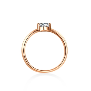 Classic S925 sterling silver 1 carat moissanite ring with four-prong rose gold setting
