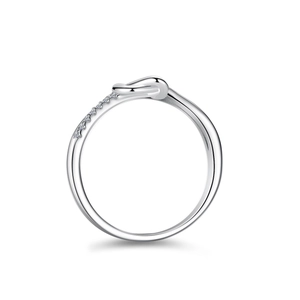 Elegant S925 sterling silver twist ring with paved moissanite diamonds in a minimalist style