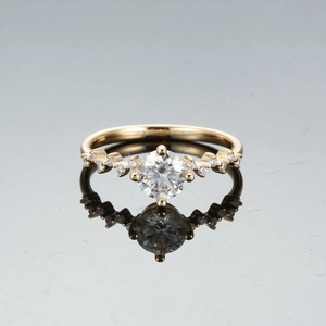 925 Sterling Silver Crown Ring For Women Moissanite Zirconia Champagne Gold Plated Princess Wedding Finger Jewelry Ring
