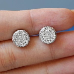 Classic round moissanite stud earrings in S925 sterling silver with micro-pave setting