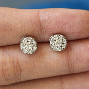 Classic round halo moissanite stud earrings in S925 sterling silver for men and women