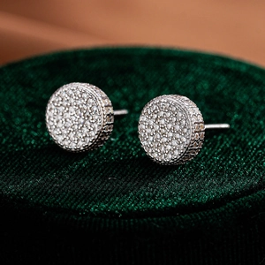 Elegant S925 sterling silver moissanite halo stud earrings for women in white gold finish
