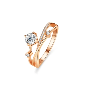 Bague en Argent Sterling S925 Avec Moissanite Zirconia Pour Femme Élégant Quatre Griffes Coupe Ronde Vigne Croisée Bague de Mariage Engagement