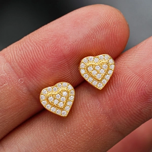 925 Sterling Silver Moissanite Heart Stud Earrings D Color Hip Hop Fashion Screw Back Earrings For Women Men Jewelry